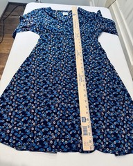 Cabi Blue Floral Mesh Dress Size M Long Sleeve V Neck Women’s EUC