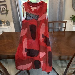 Tendencies Made in Italy Red Pattern Linen Flowy Dress One Size NWT