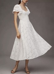 NWT Size 1X – Extro&Vert Ada Flutter-Sleeve Broderie Midi Dress (NWT US$ 123)
