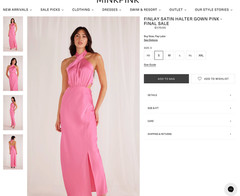 NWT MINKPINK [ Small ] Finlay Satin Halter Gown With Split Open Back Pink U1467