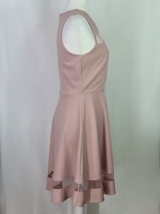 LULUS Social Circle Mauve Pink Mesh Skater Fit & Flare Sleeveless Dress Size Med