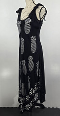 India Boutique Black Pineapple Tie Shoulder Sharkbite Hem Dress Womens One Size