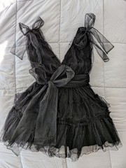 *NWT* Francesca&rsquo;s Limelight Collection black ruffle tulle bow dress – size SMALL