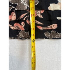 Nicole Miller Linen Blend Floral Dress Black Pink V-Neck Layered Hem Large