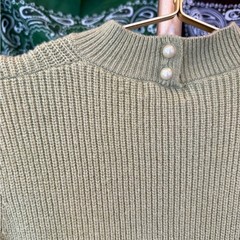 Rehab Lab Olive Knit Dress with Faux Fur Cuffs