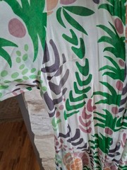 Oliphant Shirt Dress Grenadine Purple Green Pink on Ivory Cotton Silk Blend XL