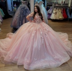 Light Pink Quinceanera Dresses XV Sweet 15 16 Birthday Prom Party Ball Gowns
