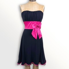 2000s Ruby Rox Size S Strapless Tutu Dress Pink Bow Tulle Trim Party Homecoming