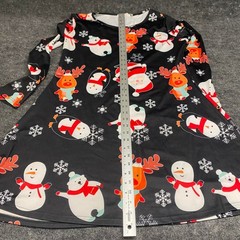 First Lady Christmas Holiday Character Print Long Sleeve Mini Dress Black XXL
