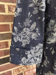 GAP *SIZE 6* ROLL CUFF MEDIUM INDIGO DENIM FLORAL SHIFT DRESS *EUC*