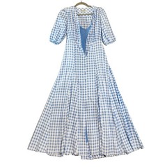 Taylor size 4 Small Blue Gingham Button Front Dress with Bow Silky NWOT