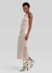 A New Day Women&rsquo;s Sequin Midi A-Line Dress Halter Neckline Side Slit 415-20