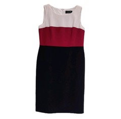 Black Label by Evan-Picone Colorblock Sheath Dress White Red Black Career Sz 10