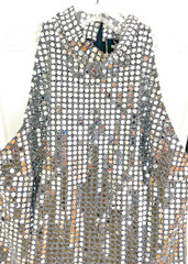 Free Paris Silver SEQUIN Sleeveless Dress Cocktail Party Dance Mod Club Wear