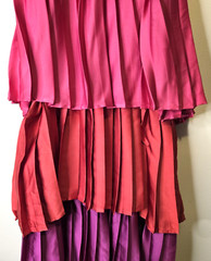Strut & Bolt Dress Sz M Mini Satin Silky Pleated Tiered Color Block Holiday NEW!