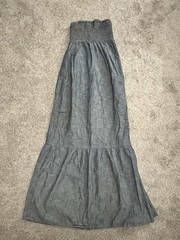 Gap Maxi Summer Bohemian Western Beach Smocked Bodice Chambray Dress Size S