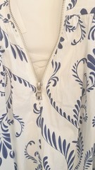 7 For All Mankind White/Blue Floral Sleeveless Midi Fit & Flare Pockets Sz 8