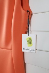 CALVIN KLEIN NWT $89 Solid Orange Scuba Neoprene Stretch Sheath Dress Size 4