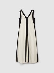 REISS Rae Colourblock Maxi Dress in Black/Cream