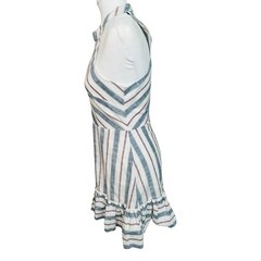Shein Pompom Ruffle Hem Striped Halter Dress Size Small