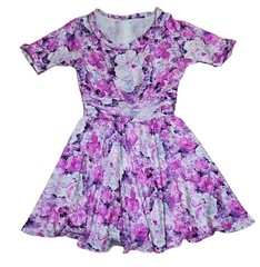 Custom Couture Floral Fit & Flare Dress Pink Purple Party Skater Dress S/M