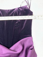 Betsy And Adam Womens Velvet Strapless Drape Floor Dress Size 10 Plum-DEFECT