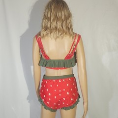 RETRO STAGE SIZE L RED 1950S RUFFLE STRAWBERRY BIKINI NEW WITH TAG SWIMSUIT CUTE