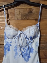 Princess Polly White Blue Floral Maxi Dress Lace Bust Tie Front Side Zip Coquett