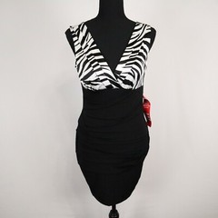 Sweet Storm Dress Womens Medium Black White Zebra Sleeveless Party Cocktail NWT