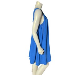 Ophelia Roe Women&rsquo;s Blue Sleeveless Dress Size M Polyester Crinkle Cross Back