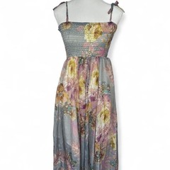 Vintage Hawaiian-Style Dreamy Garden Floral Maxi Dress