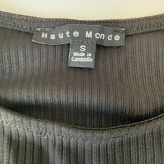 Haute Monde Bodycon Dress Womens Size S Black Stretch Long Sleeve Side Slit Long