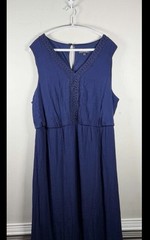 Luxology Women’s Plus Size 20 Maxi Dress Navy Crochet Lined BOHO Resort Comfy