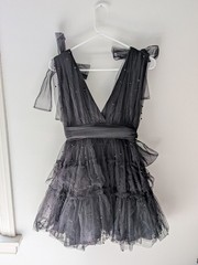 *NWT* Francesca&rsquo;s Limelight Collection black ruffle tulle bow dress – size SMALL
