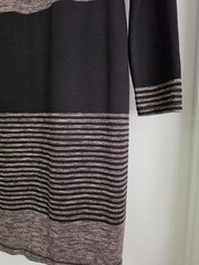 Max Studio Gray Black Long Sleeve Stretch Knee Length Sweater Dress Size Large