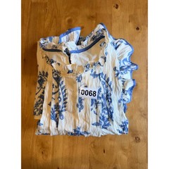 Umgee Blue White Paisley Flutter Sleeve Mini Dress Medium Ruffle Neck Lined