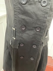 Vintage Chain Reaction Black Button Down Pinafore Dress S10 (VF42)