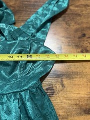 Lucy in the Sky Satin Jacquard Tie Open Back Dress in Emerald Green Sz Small