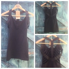 WOMENS BLACK DRESS BANDAGE STRAPPY MINI BODYCON VGC WORN ON FILM INC UK PP