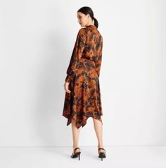 Kahlana Barfield Brown Future Collective Long Sleeve Asymmetrical Dress XS New