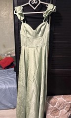 B Darlin Juniors 9/10 Green Satin Floral Sweetheart Sleeveless Long Gown