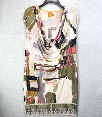 Ali Ro Dress Womens 6 Atrsy Abstract Print Cowl Neck Sleeveless Sheath Colorful