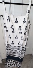 Max Azria Women’s White/Blue Floral Midi Sundress Square Neck Cotton Size L