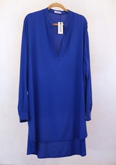 Oversized Shirt Dress XXL High Side Slits Cover-up Lagenlook Kaftan Blue Tunic