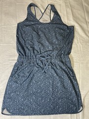 Patagonia Women&rsquo;s Terra Blue Tribal Print Dress Size XL Cross Back And Pockets