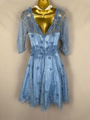 Carla Ruiz blue lace floral applique mother of the Bride/groom dress 12-14