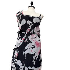 EUC **RUE 21** Fully Lined Layered Dess Size L 100% black Floral Ruffle girly L