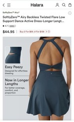 Halara SoftlyZero Airy Backless Fit & Flare Active Dress w/ Pockets Blue S