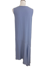Eileen Fisher Blue Silk Georgette Crepe Sleeveless Midi Dress See Measurements