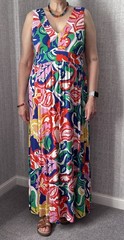 Boden A-Line Olympia Jersey Maxi Dress UK16 in Multicoloured design